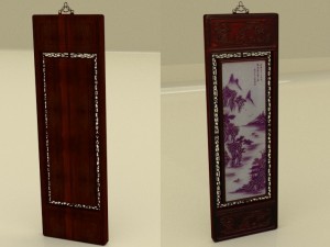 chinese art hanging wall panel blend 3D Model