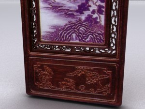 chinese art hanging wall panel max Modello 3D