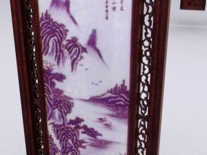 chinese art hanging wall panel max Modello 3D