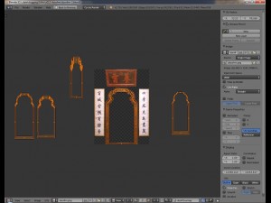 chinese door frame 2 side 1 top panels blend Model 3D