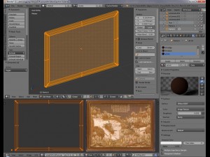 chinese tapestry and ivory artwork blend 3D Model