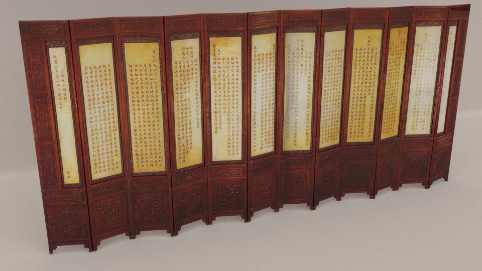chinese folding screen blend 3D Model .c4d .max .obj .3ds .fbx .stl .blend 