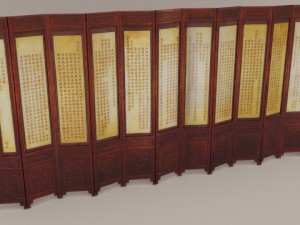 chinese folding screen blend 3D Model