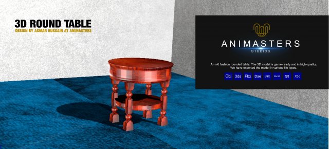 3d table round table Model 3D .c4d .max .obj .3ds .fbx .stl .blend 
