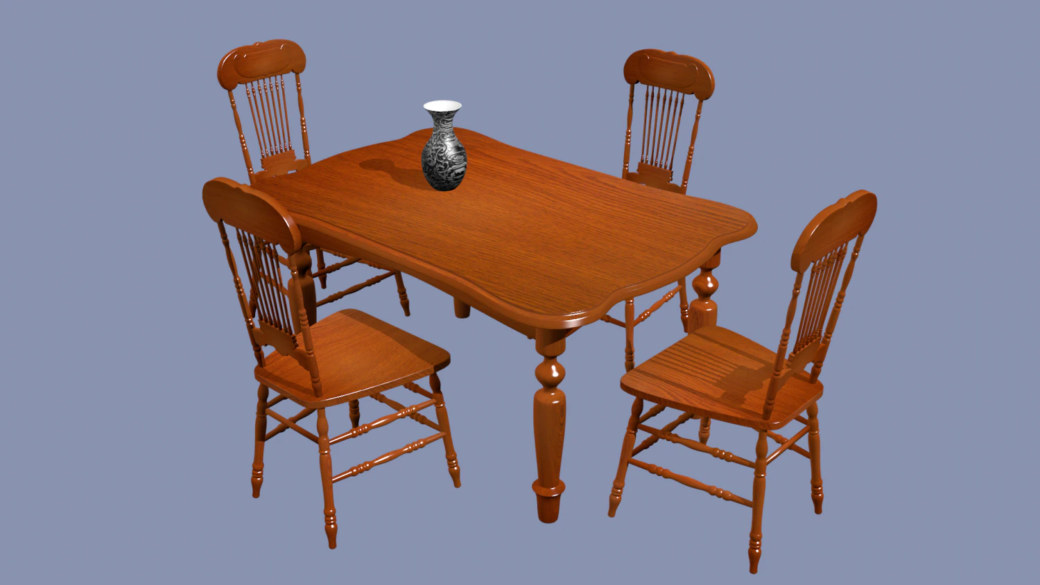 लकड़ी की मेज और कुर्सियों के 3डी मॉडल 3D मॉडल .c4d .max .obj .3ds .fbx .stl .blend 
