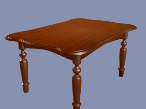 3d models of a wooden table and chairs 3D Model