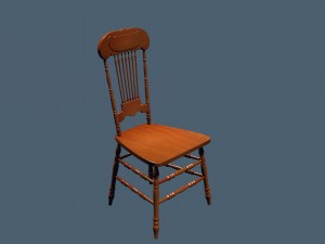 3d models of a wooden table and chairs 3D Model