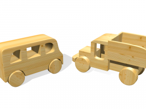 a wooden toy bus Modelo 3D