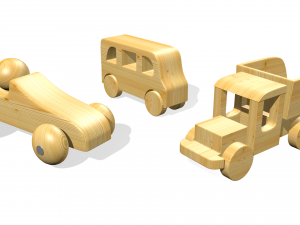 a wooden toy bus 3D मॉडल
