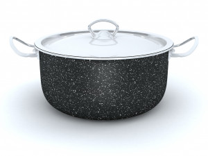 Granite cookware set 9 pcs black stainless handle 3D 模型