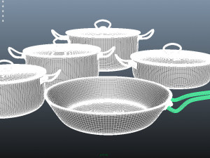 Granite cookware set 9 pcs black stainless handle 3D 模型