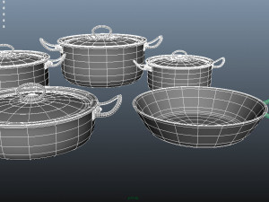 Granite cookware set 9 pcs black stainless handle 3D 模型