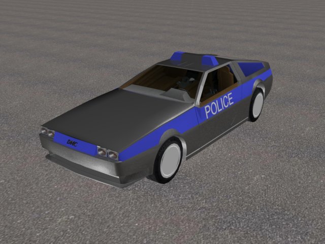 delorean dmc-12 police 3D Model .c4d .max .obj .3ds .fbx .stl .blend 