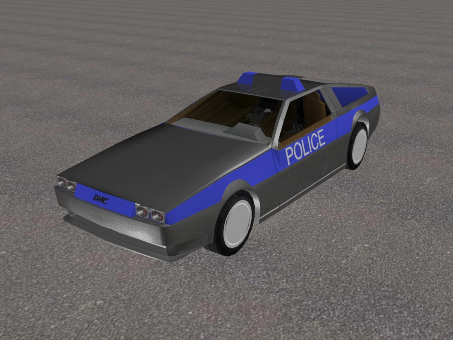 delorean dmc-12 police 3D Model .c4d .max .obj .3ds .fbx .stl .blend 