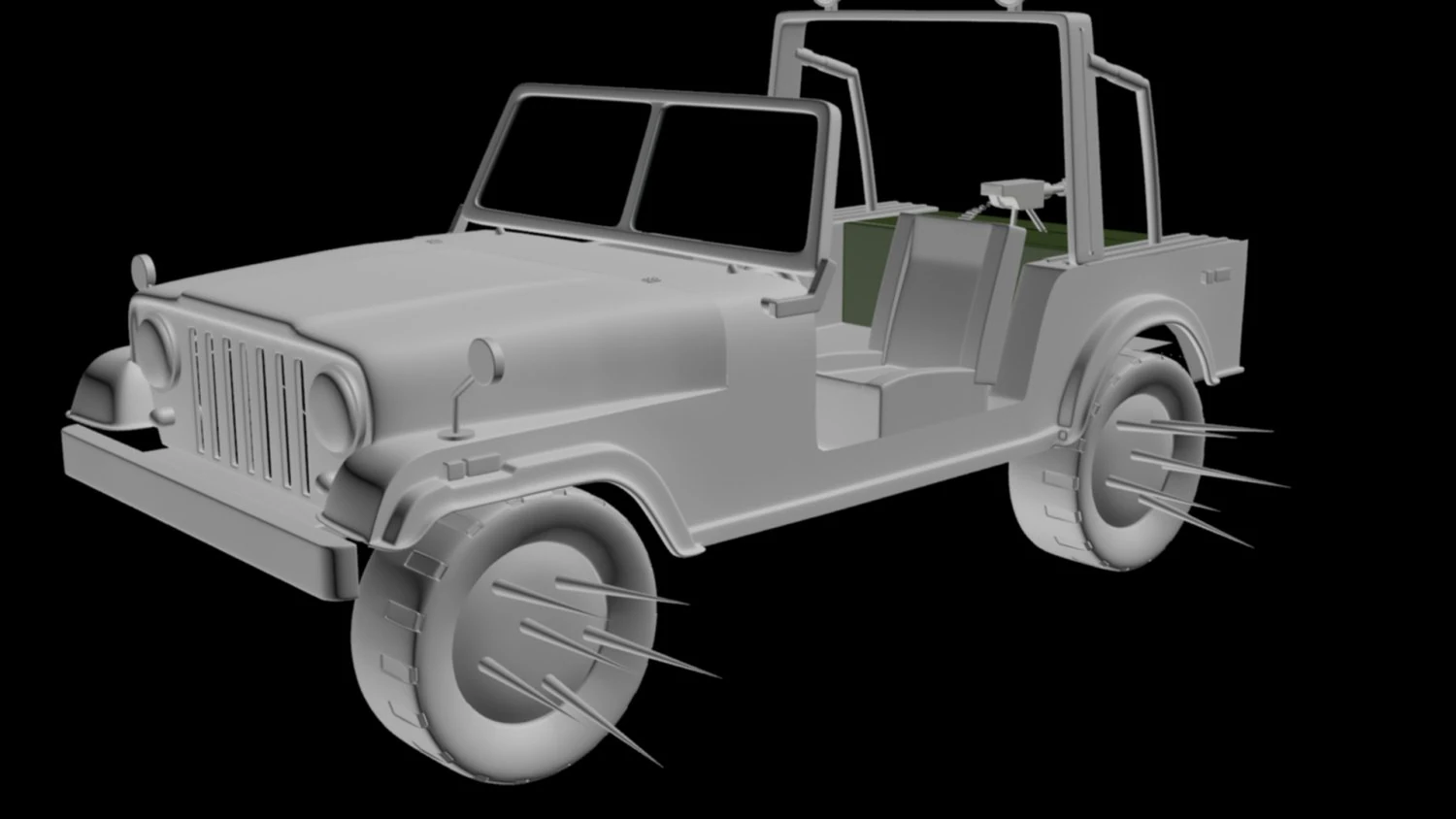 jeep cj-7 army apocaliptic 3D Model .c4d .max .obj .3ds .fbx .stl .blend 