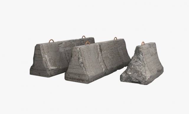 concrete barrier block 3D-Modell .c4d .max .obj .3ds .fbx .stl .blend 