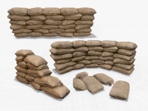 sandbags and barricades collection 3D Model