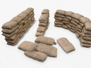 sandbags and barricades collection 3D Model