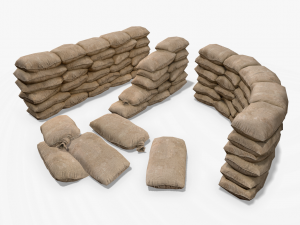 sandbags and barricades collection 3D Model