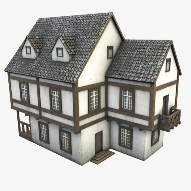 half-timbered house 3D मॉडल .c4d .max .obj .3ds .fbx .stl .blend 