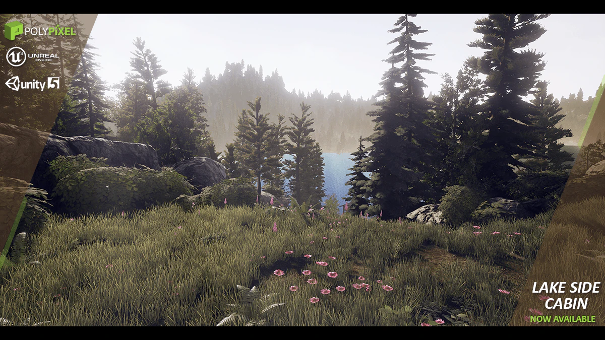 caba&ntilde;a junto al lago Modelo 3D .c4d .max .obj .3ds .fbx .stl .blend 