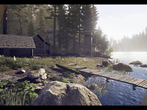 caba&ntilde;a junto al lago Modelo 3D