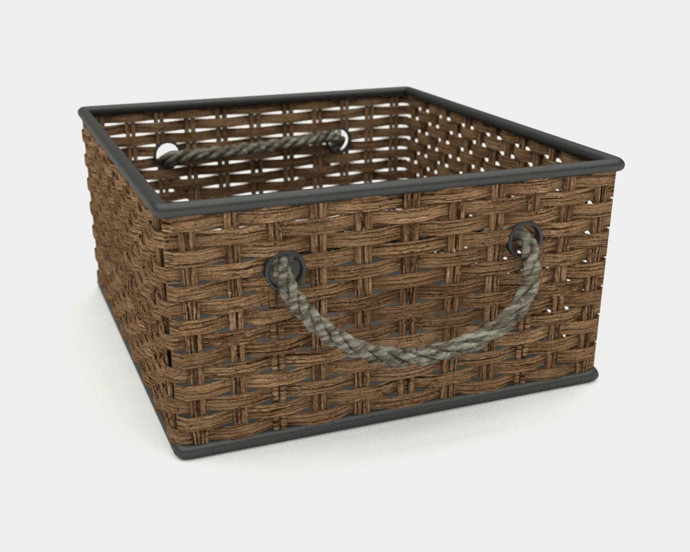 wicker basket 3D Model .c4d .max .obj .3ds .fbx .stl .blend 