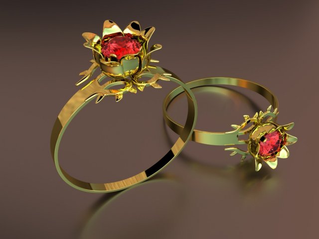 jeweler ring scarlet flower 3D Print Model .c4d .max .obj .3ds .fbx .stl .blend 