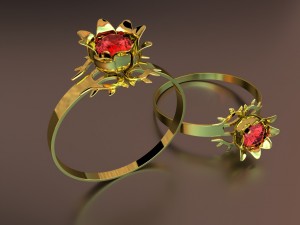 jeweler ring scarlet flower Modèles 3D en vedette