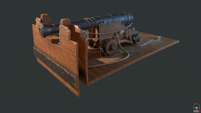 ship cannon 3D Model .c4d .max .obj .3ds .fbx .stl .blend 