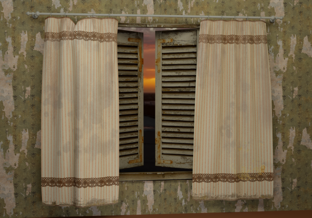 old curtains 3D 모델 .c4d .max .obj .3ds .fbx .stl .blend 