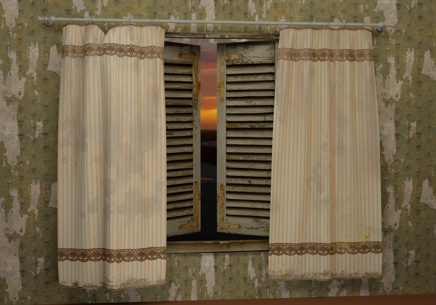 old curtains 3D Model .c4d .max .obj .3ds .fbx .stl .blend 