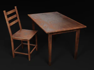 tafel en stoel 3D Model