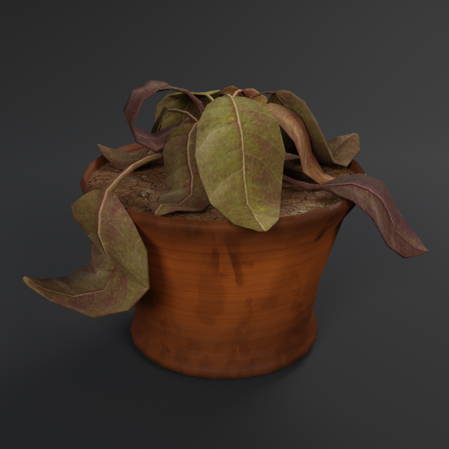 dry flowerpot Model 3D .c4d .max .obj .3ds .fbx .stl .blend