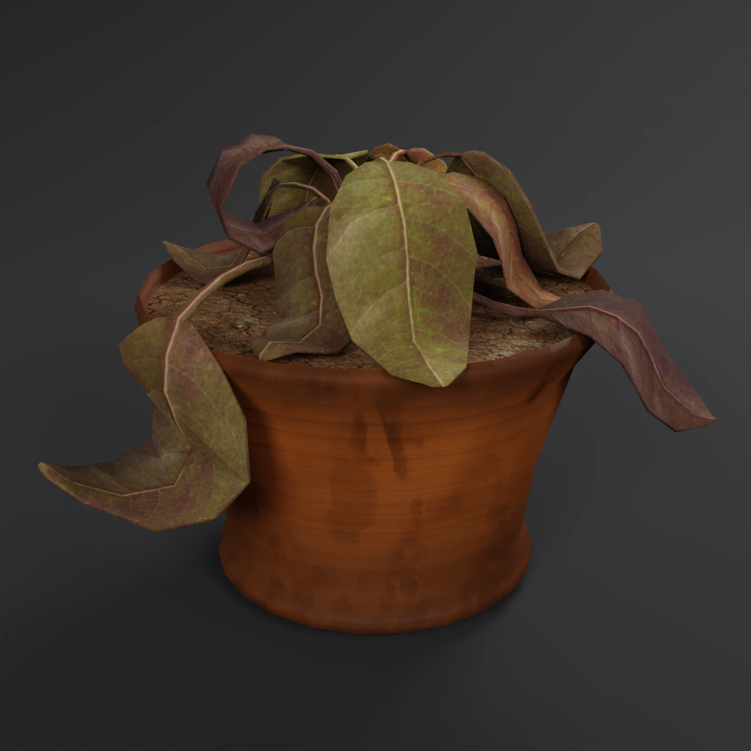 dry flowerpot 3D Model .c4d .max .obj .3ds .fbx .stl .blend 