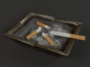 ashtray with cigarettes 3D Model