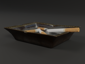 ashtray with cigarettes 3D Model
