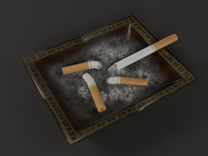 ashtray with cigarettes 3D Model