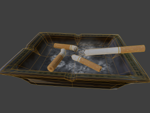 ashtray with cigarettes 3D Model