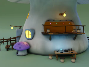 mushroom house scene 3D Model
