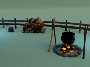 mushroom house scene 3D Model