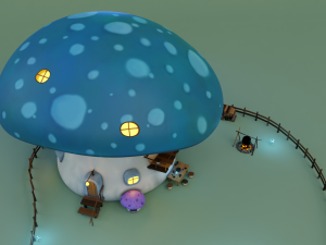 mushroom house scene 3Dモデル