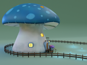 mushroom house scene 3Dモデル