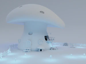mushroom house scene 3D Model