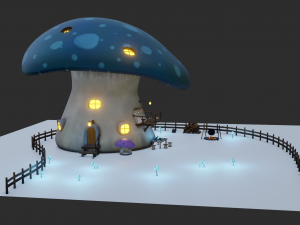 mushroom house scene 3Dモデル