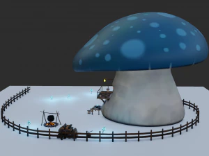 mushroom house scene 3D Model