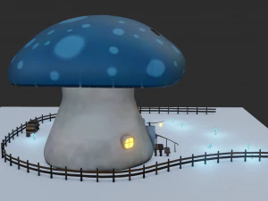 mushroom house scene 3D Model