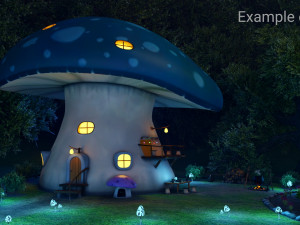 mushroom house scene 3Dモデル