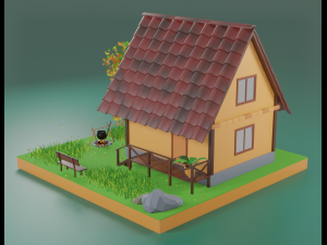 forest house scene 3D मॉडल