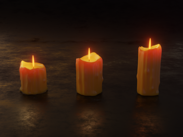 melted candles Model 3D .c4d .max .obj .3ds .fbx .stl .blend